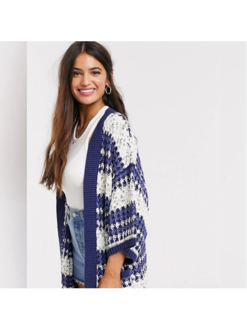Abercrombie & Fitch kimono cardigan sweater in stripe open front boho sz xs/sm